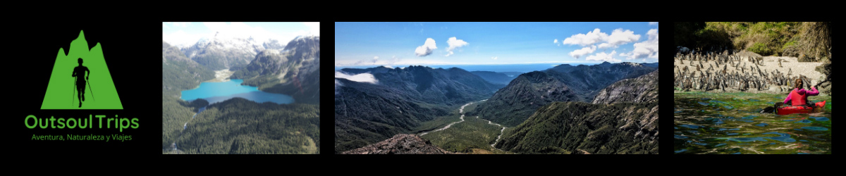 Vista volcán Huequi, lago Cabrera, pinguinera